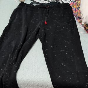 Men's Black Marled Jogger Sweatpants with Red-Tip Drawcord